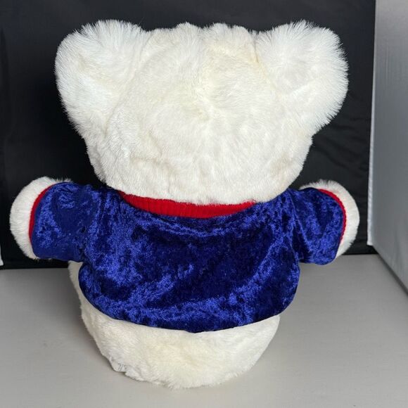 Vtg Christmas Plush Teddy Bear White Santa Clause Sweater 16" 1999 Kmart‎ - Picture 3 of 4